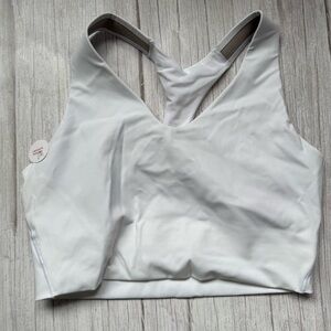 SPANX WHITE LONGLINE MEDIUM IMPACT SPORTS BRA, SIZE L